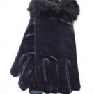 Black Velvet  & Rabbit Fur Glove 1GLOVE2974