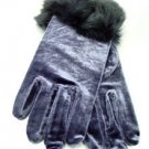 Grey Velvet Rabbit Fur Glove  1GLOVE2974