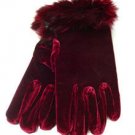 Wine Velvet Rabbit Fur Glove  1GLOVE2974