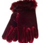 Wine Velvet Rabbit Fur Glove  1GLOVE2974