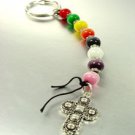 Multi Cats Eye Beads & Cross Key Chain  1KC1321214
