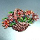 Red Enamel Crystals in Flower Basket Brooch/Pin  1BP080743