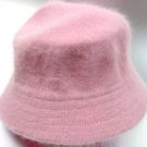 Light Pink Angora Rabbit Fur Bucket Hat