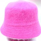 Hot Pink Angora Rabbit Fur Bucket Hat 1HTB365