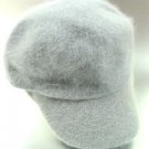 Blue Grey Angora Rabbit Fur  Messenger Cap Hat  1HTB196