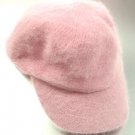 Light Pink Angora Rabbit Fur Messenger Cap Hat 1HTB196