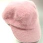 Light Pink Angora Rabbit Fur Messenger Cap Hat 1HTB196