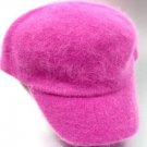 Hot Pink Angora Rabbit Fur Messenger Cap Hat 1HTB196