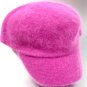 Hot Pink Angora Rabbit Fur Messenger Cap Hat 1HTB196