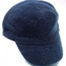 Navy Blue Angora Rabbit Fur Messenger Cap Hat  1HTB196