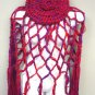 Red Purple Crochett Poncho & Tam Hat Set