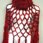 Red Black Crochett Poncho & Tam Hat Set