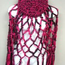 Pink Black Crochett Poncho & Tam Hat Set