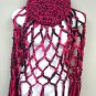 Pink Black Crochett Poncho & Tam Hat Set
