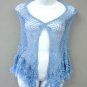 Hand-Knitted Blue Crochet Poncho Shawl
