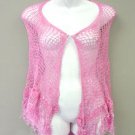 Hand-Knitted Pink Crochet Poncho Shawl