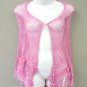 Hand-Knitted Pink Crochet Poncho Shawl