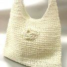 Winter White Metallic Weave HoBo Satchel Bag Handbag