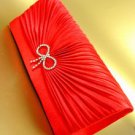 Red Satin Rhinestone Crystals Bag Handbag