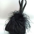 Black Satin Fru Fru Feathers Bag Handbag   1BAG310