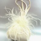 Creme Satin Fru Fru Feathers Bag Handbag