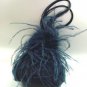 Navy Blue Satin Fru Fru Feathers Bag Handbag 1310