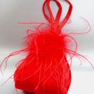 Red Satin Fru Fru Feathers Bag  Handbag  1310