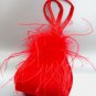Red Satin Fru Fru Feathers Bag  Handbag  1310