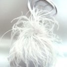 Silver Satin Fru Fru Feathers Bag  Handbag  1310