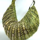 Olive Green Metallic Llame Beads Bag  Handbag   137024