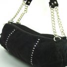 Black Faux Suede Crystals Fashion Bag  Handbag 1400705