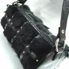 Black Genuine Rabbit Fur Black Bag Handbag