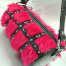 Pink Genuine Rabbit Fur Black Bag Handbag   14009317