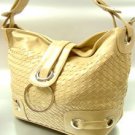 Beige Weave Satchel Ring Duffle Shoulder Bag Handbag 18933