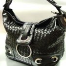 Black Weave Satchel Ring Duffle Shoulder Bag  Handbag 18933