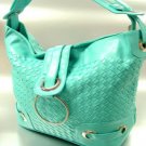 Blue Weave Satchel Ring Duffle Shoulder Bag Handbag 18933
