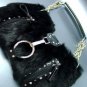 Crystal accents Black Rabbit Fur Black Petit HoBo Bag  Handbag  19334