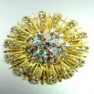Clear Swarovski Crystals Gold Brooch Pin   1BP49971
