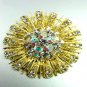 Clear Swarovski Crystals Gold Brooch Pin   1BP49971