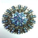Blue Swarovski Crystals Brooch Pin  1BP49971