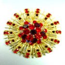 Red Swarovski Crystals Gold Brooch Pin   1BP49971