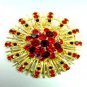 Red Swarovski Crystals Gold Brooch Pin   1BP49971