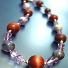 Lavender Swarovski Crystals Wood Necklace  1n002082