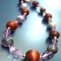 Lavender Swarovski Crystals Wood Necklace  1n002082