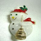 White Enamel &  Crystals Snowman Brooch  1bp1925414