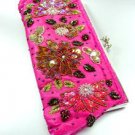 Pink Crystal Beads & Sequins Handbag  Clutch Boho Style 1BAG007