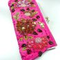 Pink Crystal Beads & Sequins Handbag  Clutch Boho Style 1BAG007