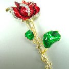 Gold Color Enamel Rose Brooch Pin Crystal Accents 1BP111268