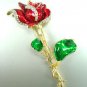 Gold Color Enamel Rose Brooch Pin Crystal Accents 1BP111268