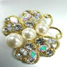 Clear Crystals Pearls Butterfly Brooch
